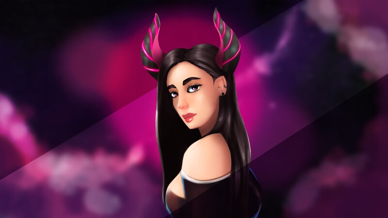 Woman with Horns — Purple, Dramatic