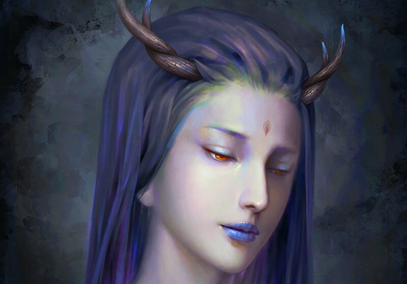 Woman with Horns — Purple