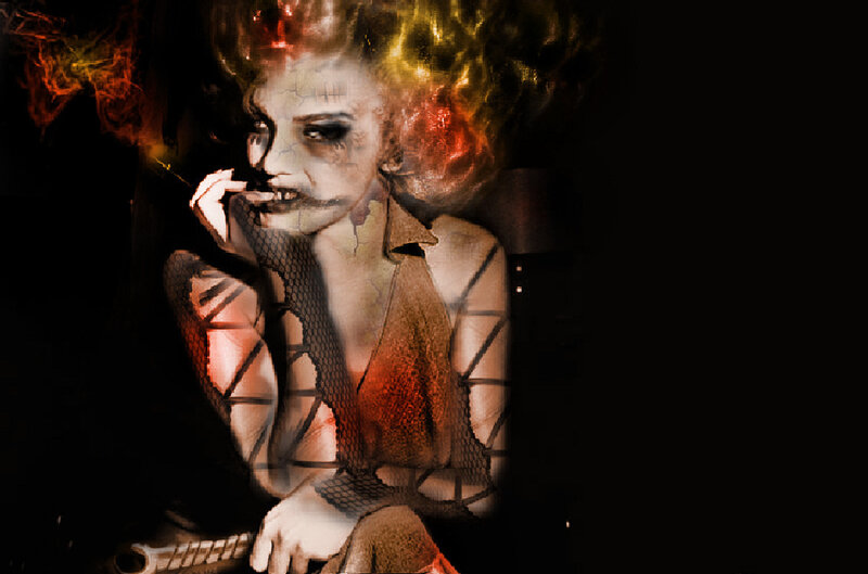 Woman with Horror Makeup — Black