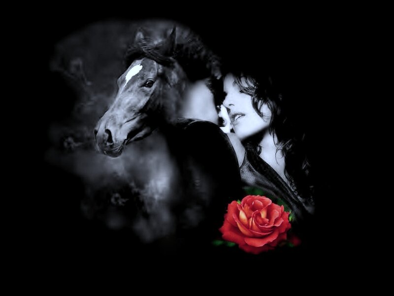 Woman with Horse and Rose