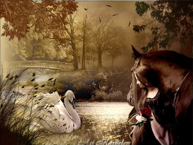 Woman with Horse and Swan