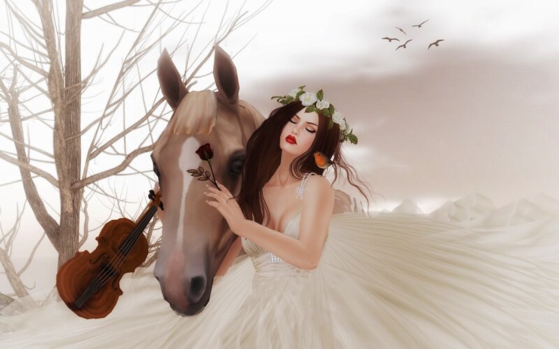 Woman with Horse and Violin