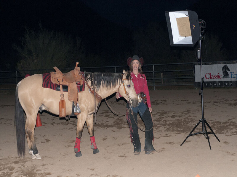 Woman with Horse at Night
