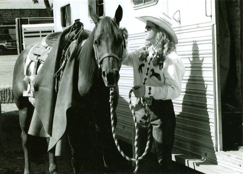 Woman with Horse — Black, Calm, Afternoon, Photograph