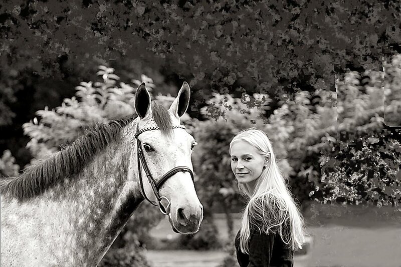 Woman with Horse — Black, Calm, Photograph, Trees