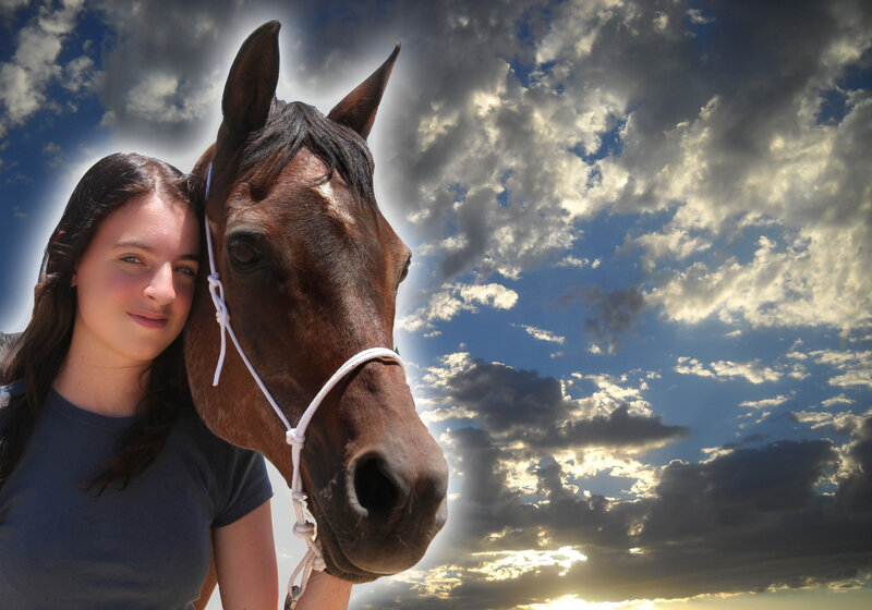 Woman with Horse — Brown, Dramatic, Sunset, Photograph