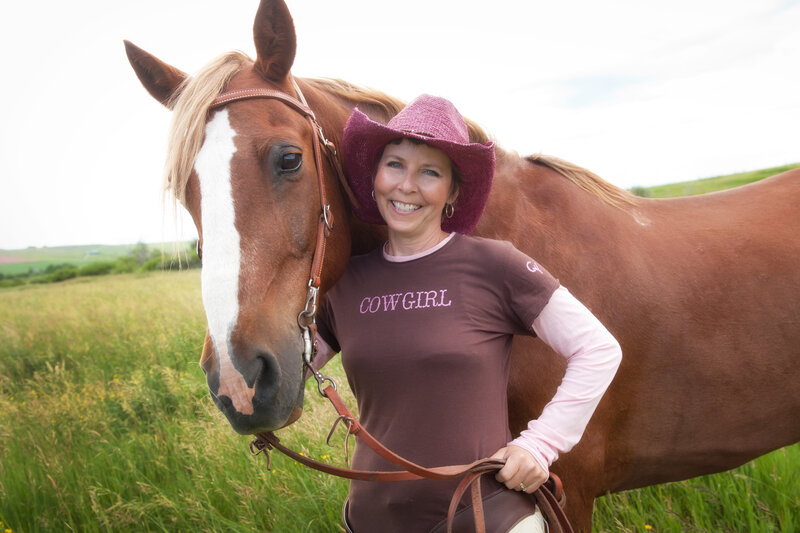 Woman with Horse — Brown, Peaceful