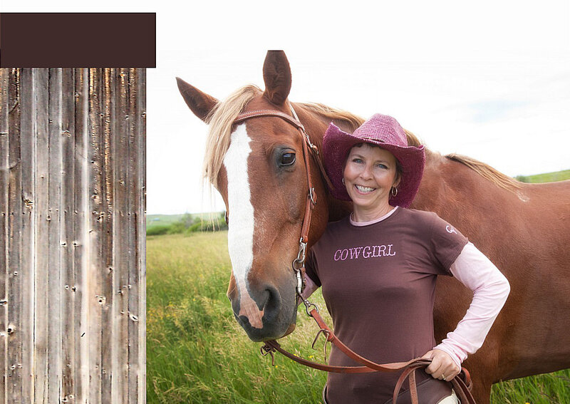 Woman with Horse — Brown, Serene, Afternoon, Photograph