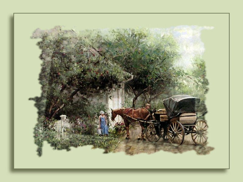 Woman with Horse-drawn Carriage
