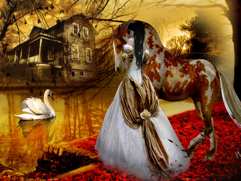 Woman with Horse — Gold