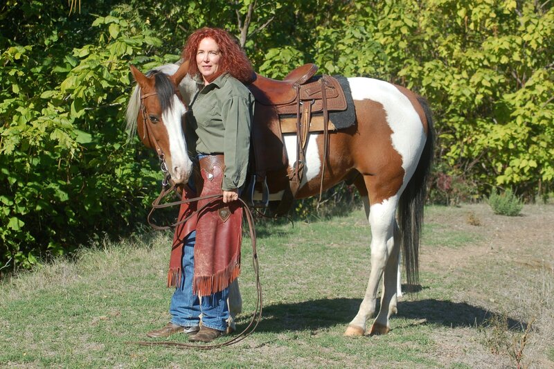 Woman with Horse — Green, Calm