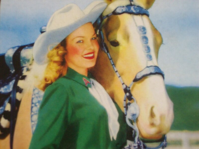 Woman with Horse — Green, Cheerful