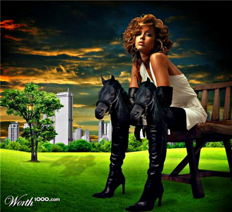 Woman with Horse Heads