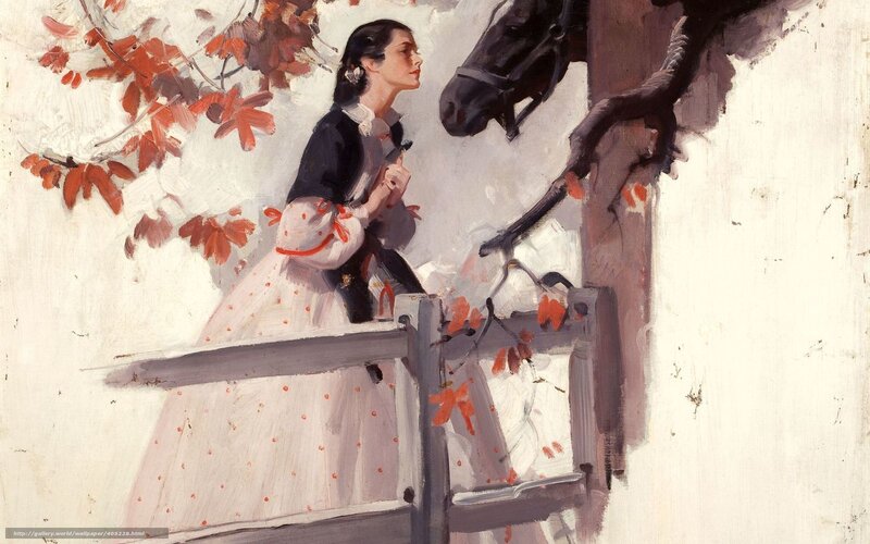 Woman with horse in autumn