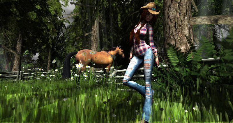 Woman with Horse in Forest — Green, Serene, Afternoon, 3d Render