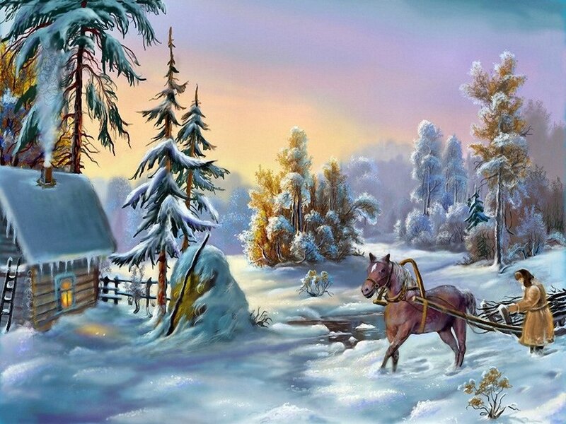 Woman with Horse in Snow — White, Serene, Winter