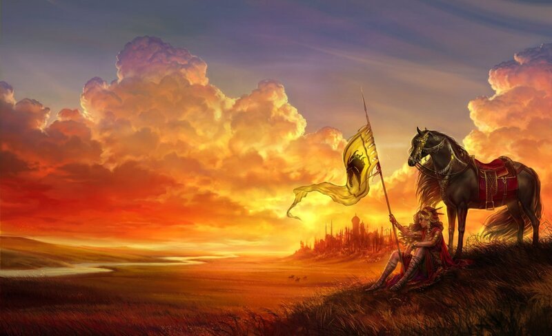Woman with Horse on Hill