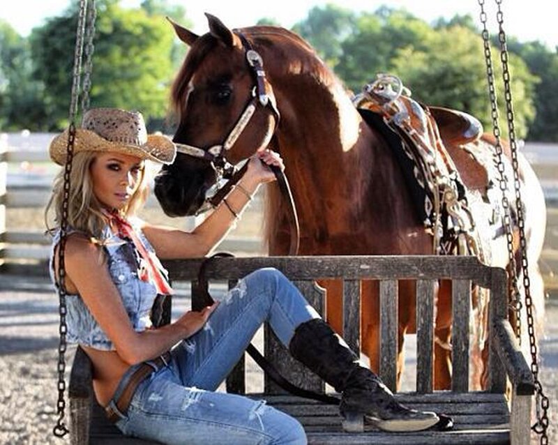 Woman with Horse on Swing