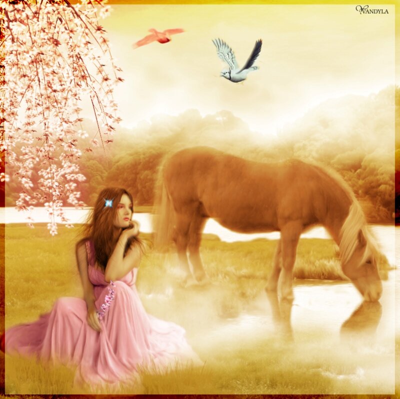 Woman with Horse — Pink