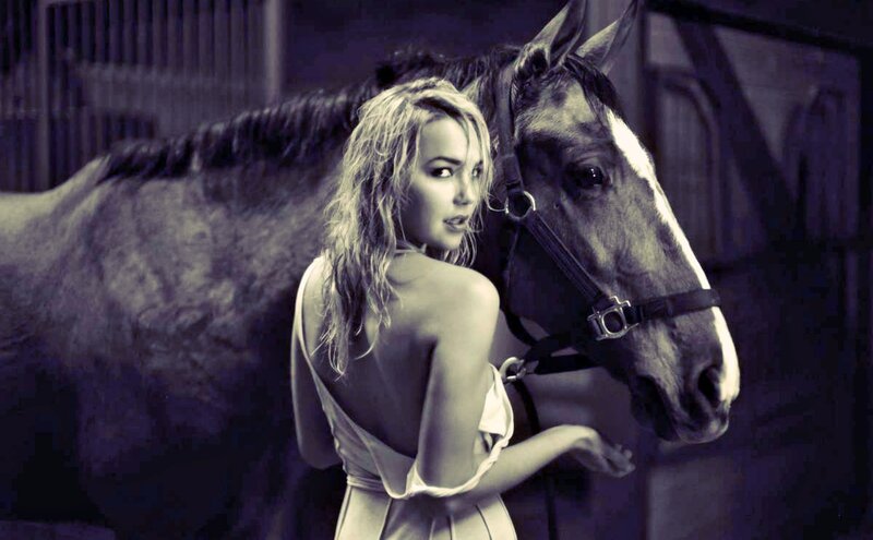 Woman with Horse — Purple, Dramatic