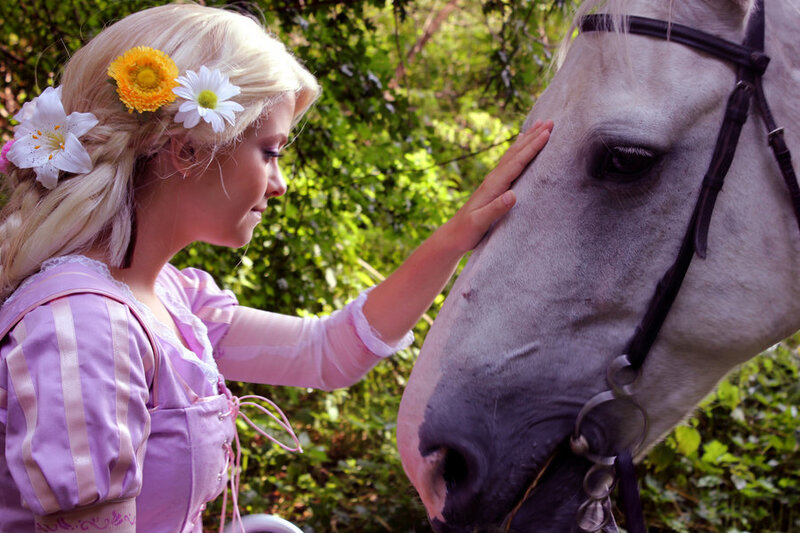 Woman with Horse — Purple