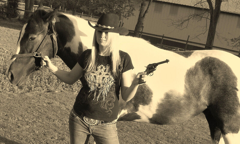Woman with Horse — Sepia, Dramatic, Afternoon