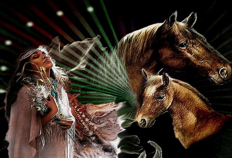 Woman with Horses — Brown