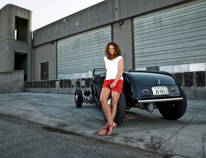 Woman with Hot Rod Car — Black, Confident, Afternoon