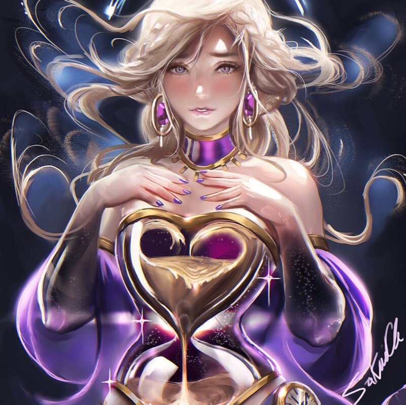 Woman with Hourglass — Purple, Dramatic