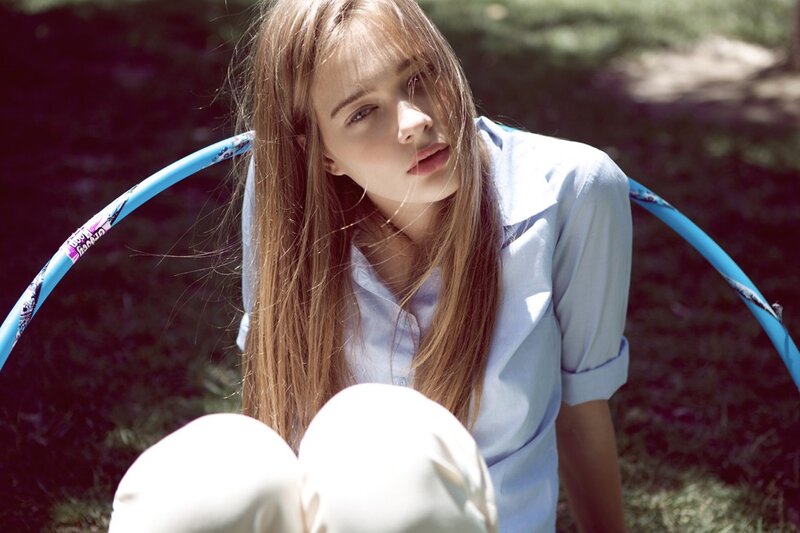 Woman with Hula Hoop — Blue, Natural