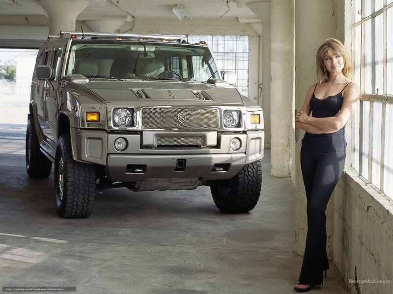 woman with hummer suv