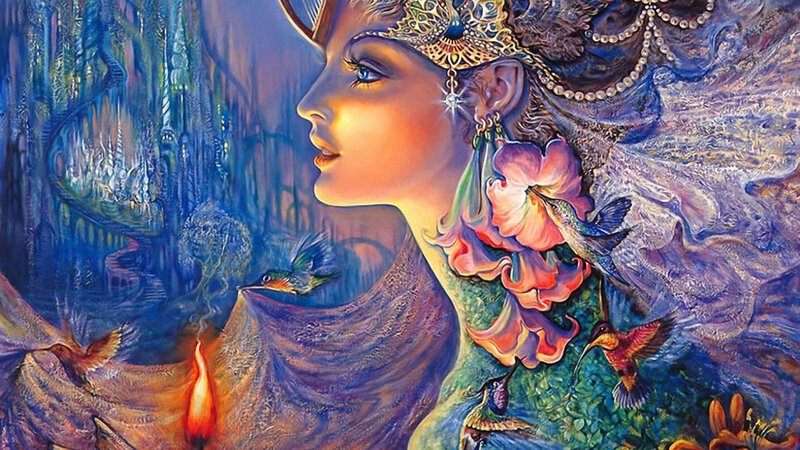 Woman with Hummingbirds