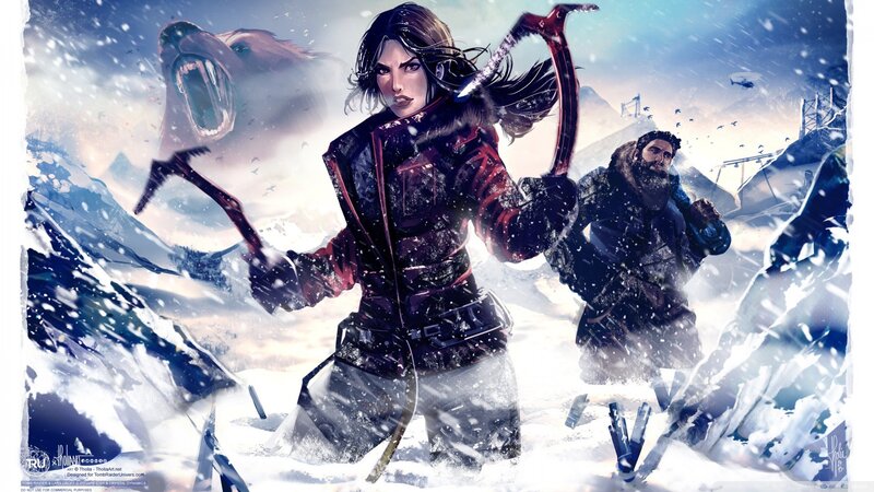 Woman with Ice Axes — White
