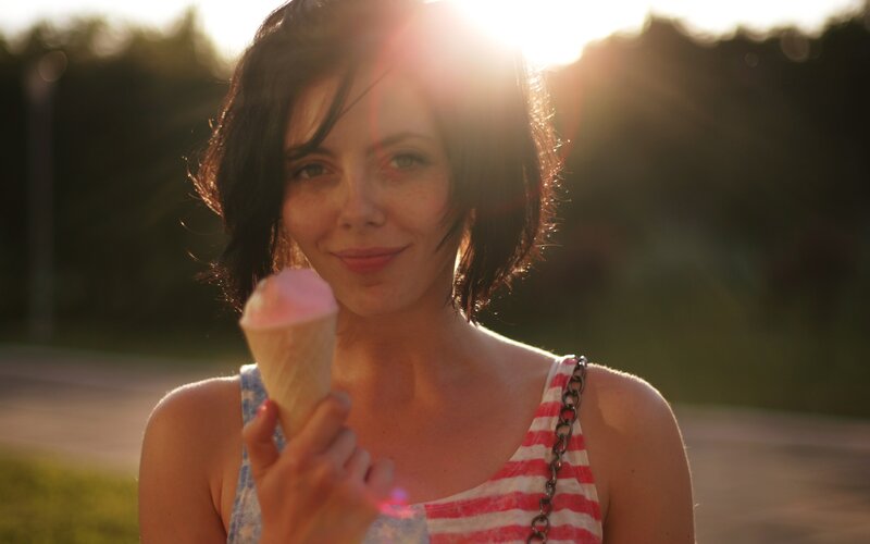 woman with ice cream cone