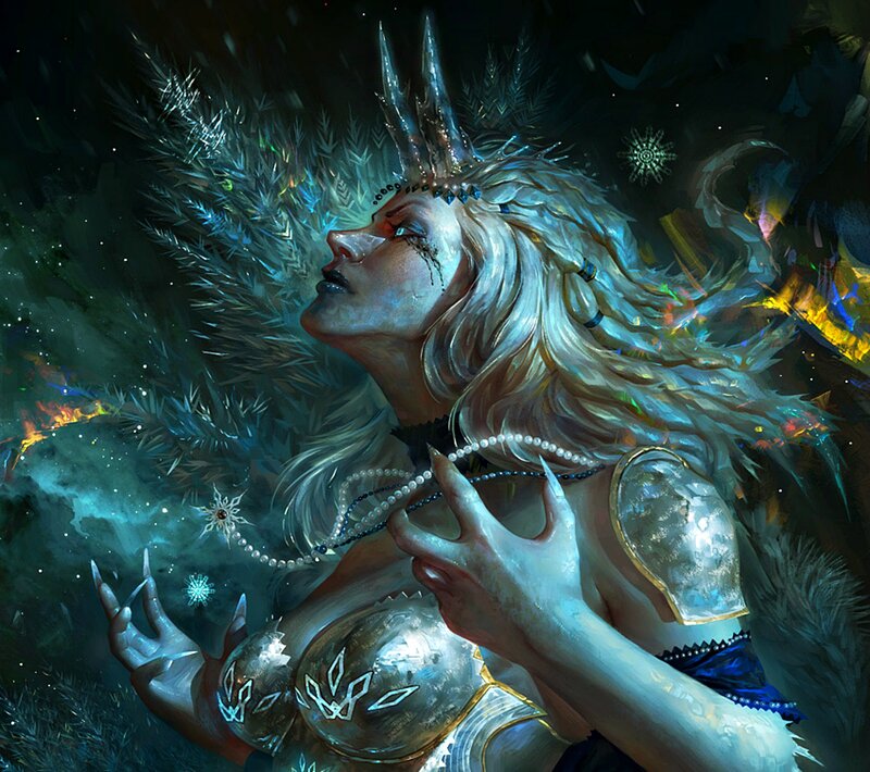 Woman with Ice Crown — Blue, Dramatic, Night