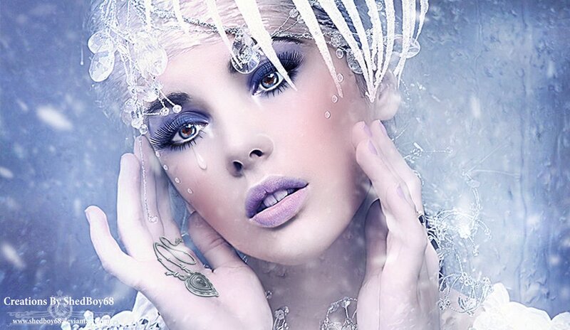 Woman with Ice Crown — Blue, Dramatic