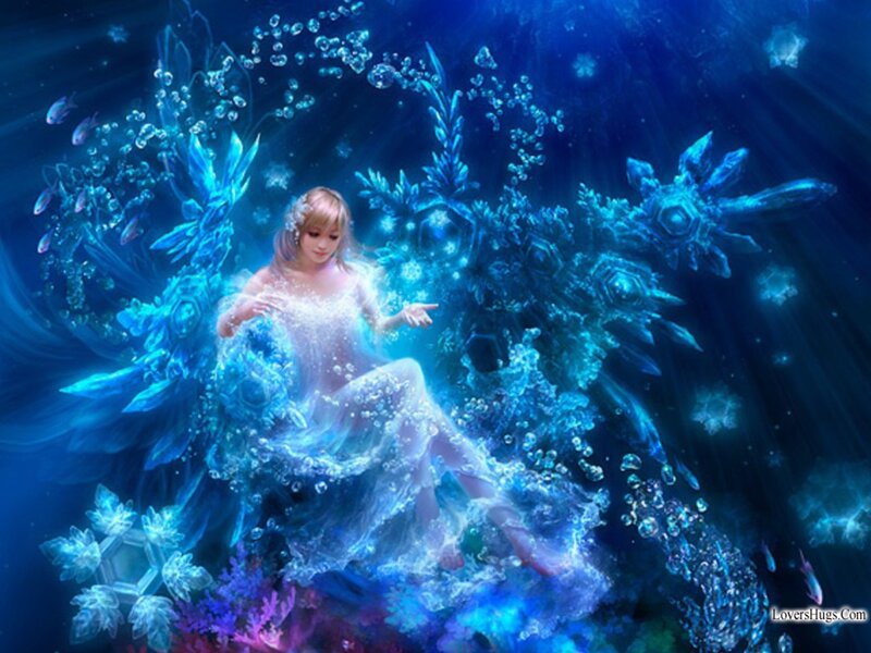 Woman with Ice Wings — Blue