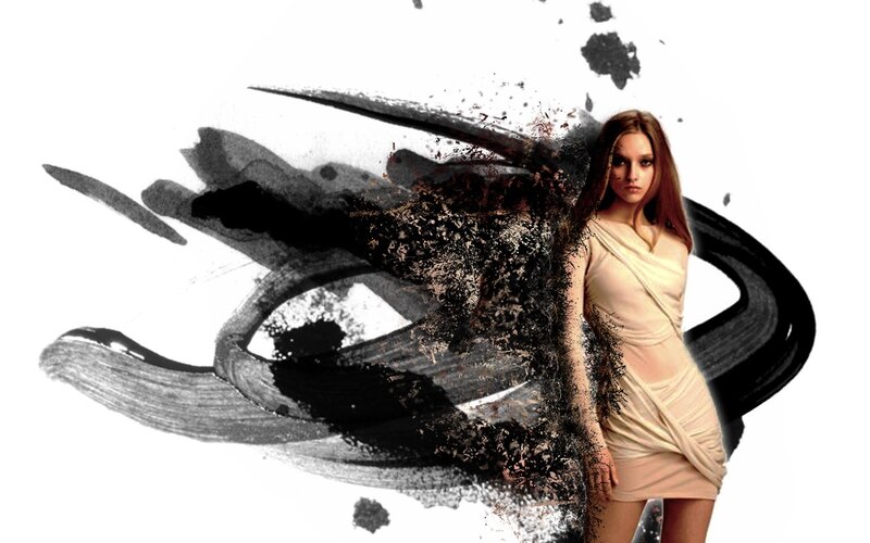 woman with ink art background