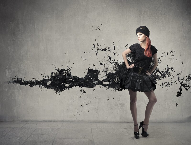 woman with ink splatter