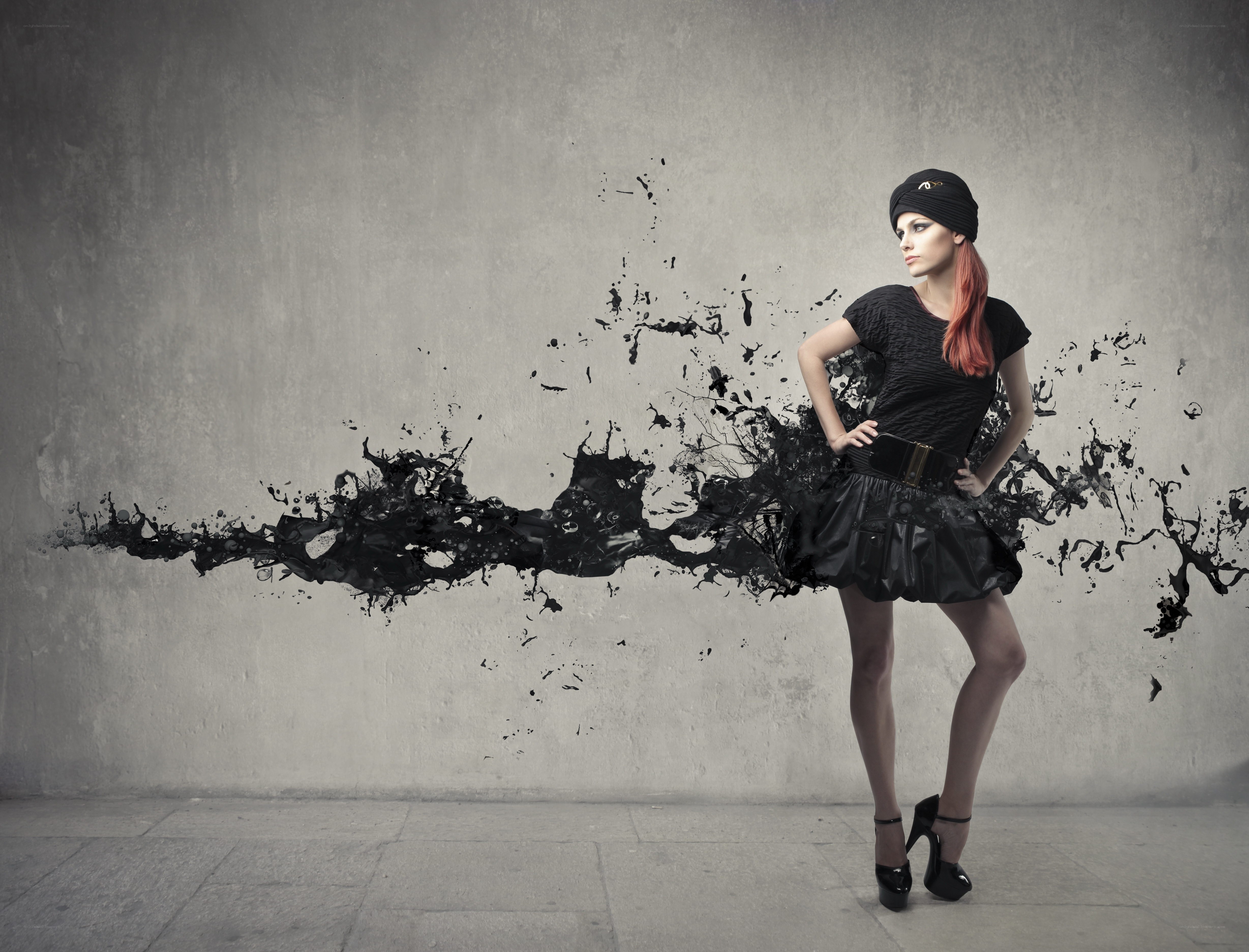 woman with ink splatter