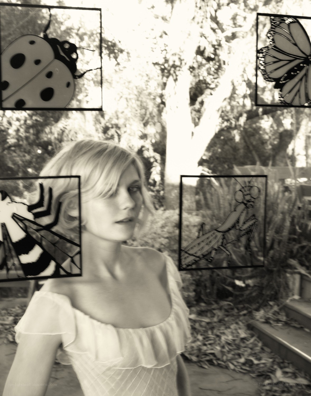 woman with insect art