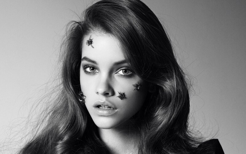 woman with insects on face
