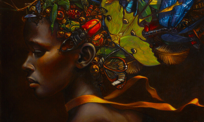 Woman with Insects on Head