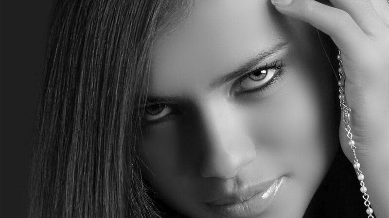 woman with intense gaze