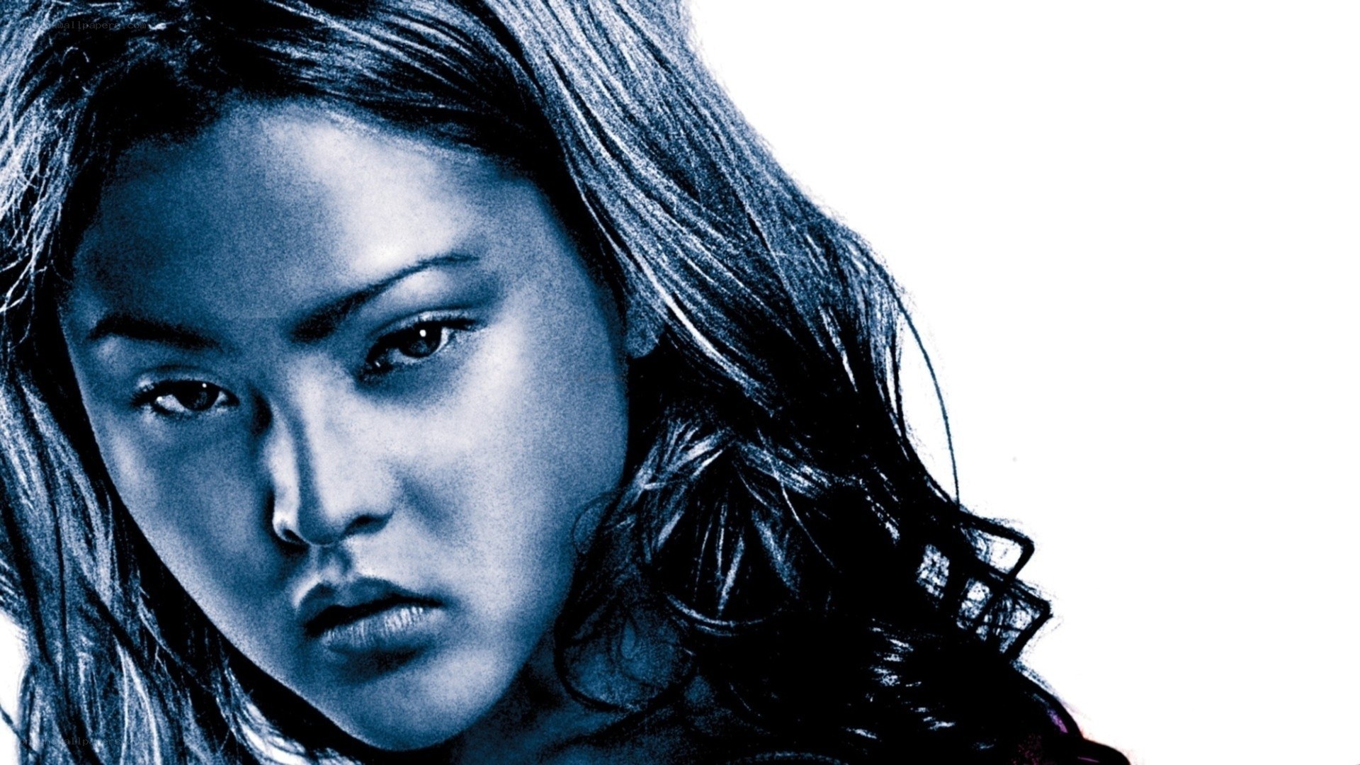 woman with intense gaze