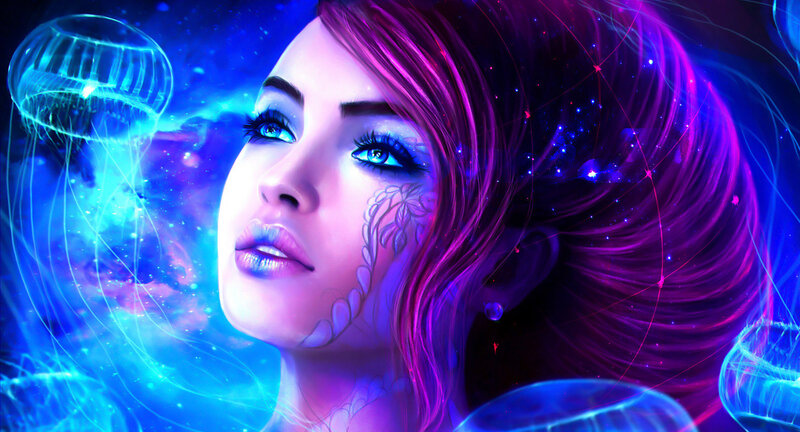 Woman with Jellyfish — Blue