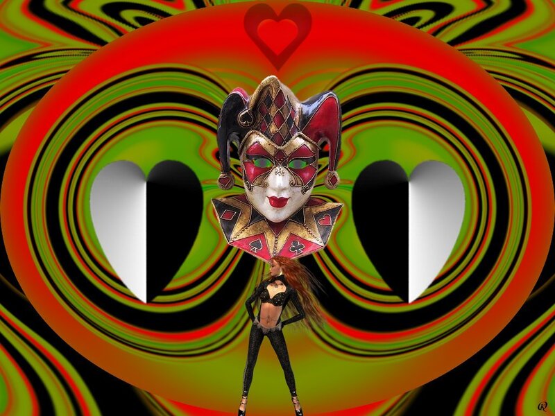 Woman with Jester Mask