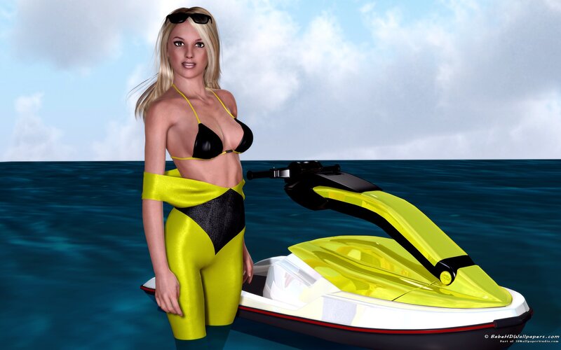 Woman with jet ski on ocean