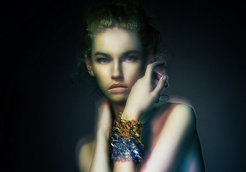Woman with Jewelry — Black, Dramatic, Night