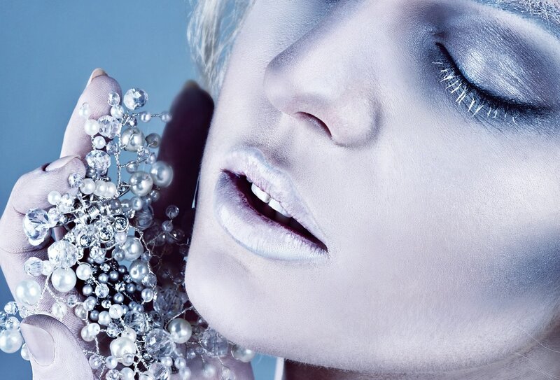 Woman with Jewelry — Blue, Dramatic, Photograph